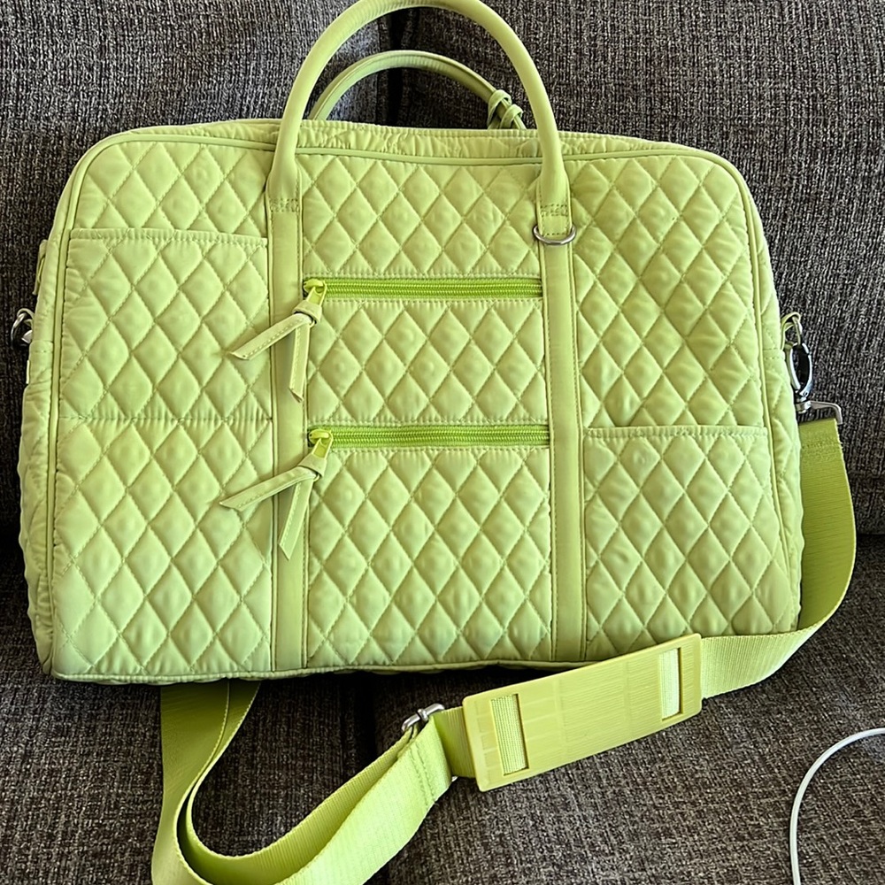 NWOT Lime Green Vera Bradley Laptop briefcase with handles and cross body strap